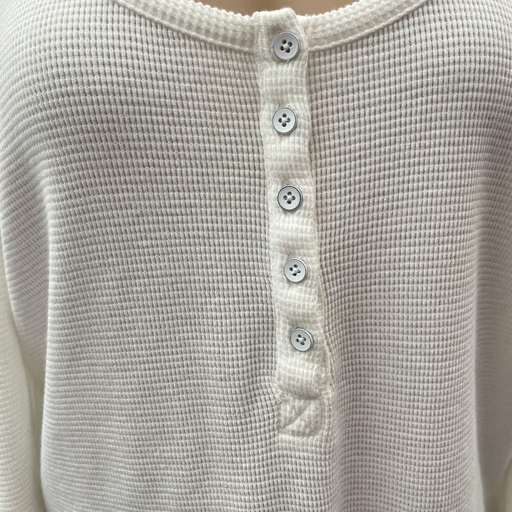 Paige Daniella Long Puff Sleeve Henley Top Ivory White Women's Size Small - Picture 6 of 13